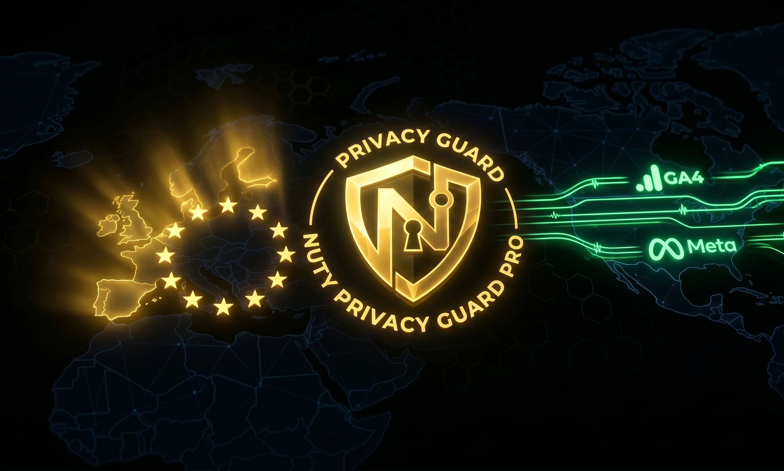Feature showcase of Nuty Privacy Guard Pro premium GDPR cookie consent plugin with smart geo-targeting for ads optimization.